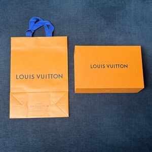 Louis Vuitton Orange Bag and Box Set with Blue Handles